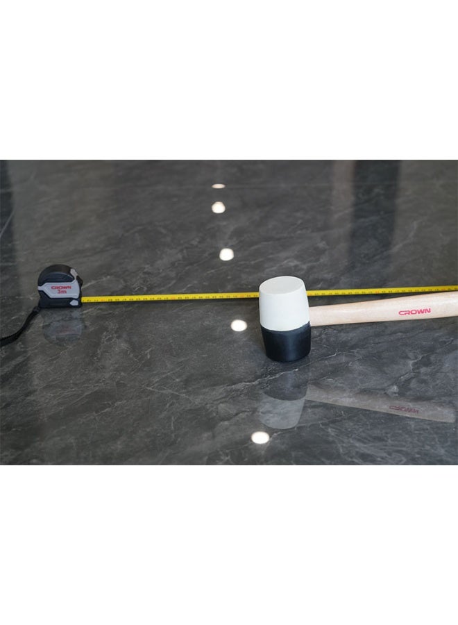 Crown Rubber Mallet Hammer 8 Oz Wooden Handle (Black And White) - Image 3