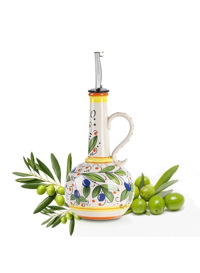 HOMESTAR Ceramic Olive Oil Dispenser Bottle for Kitchen, Large Capacity Oli and Vinegar Cruet with Stainless Steel Spout, 540 ml Oil Container with Handle for Cooking Preventing, Vinegar Cruet - Image 2