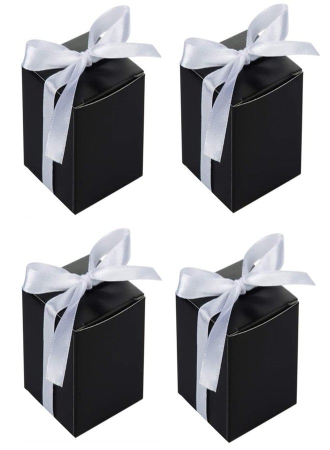 KUPOO 50PCS Favor Boxes,Candy Boxes 2.2x2.2x2.2 Inches Small Gift Boxes with Ribbons for Wedding Baby Shower Decorations Birthday Party Supplies (Black - Image 1