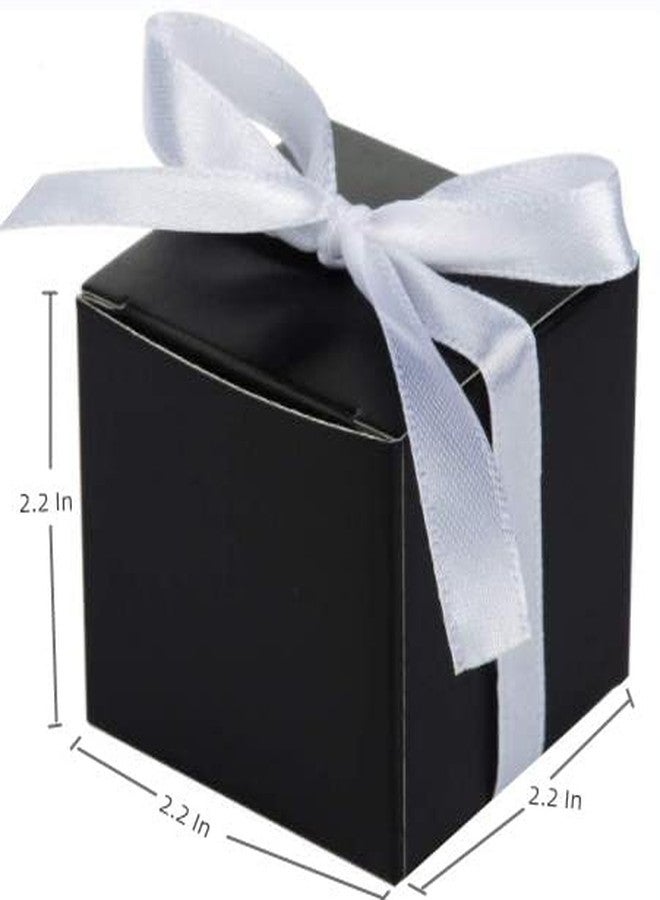 KUPOO 50PCS Favor Boxes,Candy Boxes 2.2x2.2x2.2 Inches Small Gift Boxes with Ribbons for Wedding Baby Shower Decorations Birthday Party Supplies (Black - Image 2