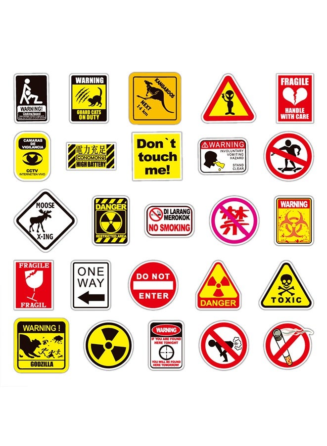 100-Piece Warning Signs Graffiti Stickers,Bans Cautions Directions Stickers for Boys/Teens/Adults,Vinyl Stickers for Helmet Water Bottle Laptop Phone Skateboard Travel Suitcase (Warning Signs) - Image 5