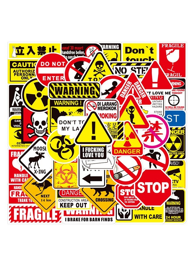 100-Piece Warning Signs Graffiti Stickers,Bans Cautions Directions Stickers for Boys/Teens/Adults,Vinyl Stickers for Helmet Water Bottle Laptop Phone Skateboard Travel Suitcase (Warning Signs) - Image 3