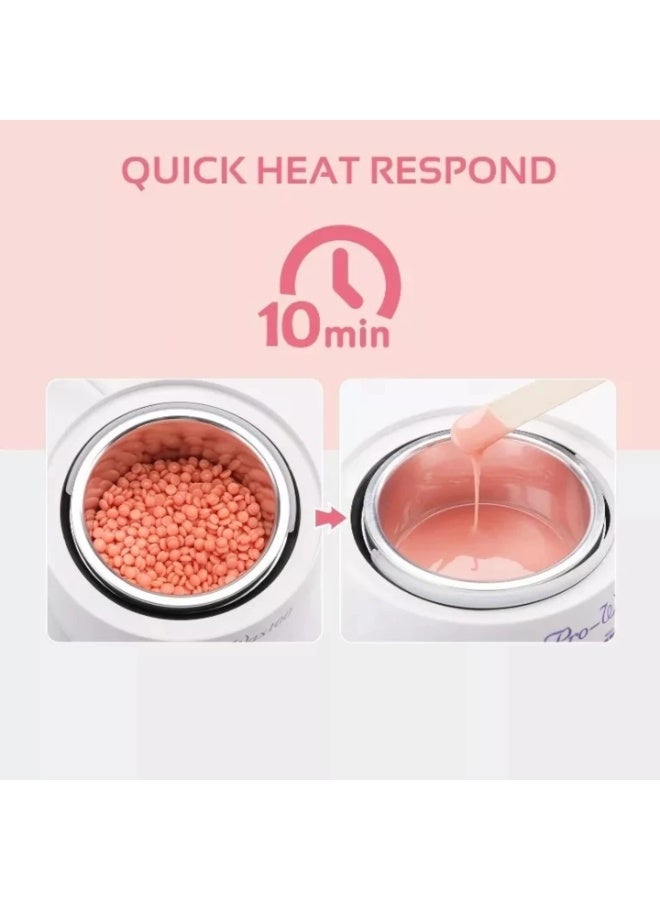 Jagravo 500g Professional Pink Painless Depilatory Hard Wax Beads for Hair Removal + Wooden Wax Applicator Sticks (Pack of 100) - Image 3