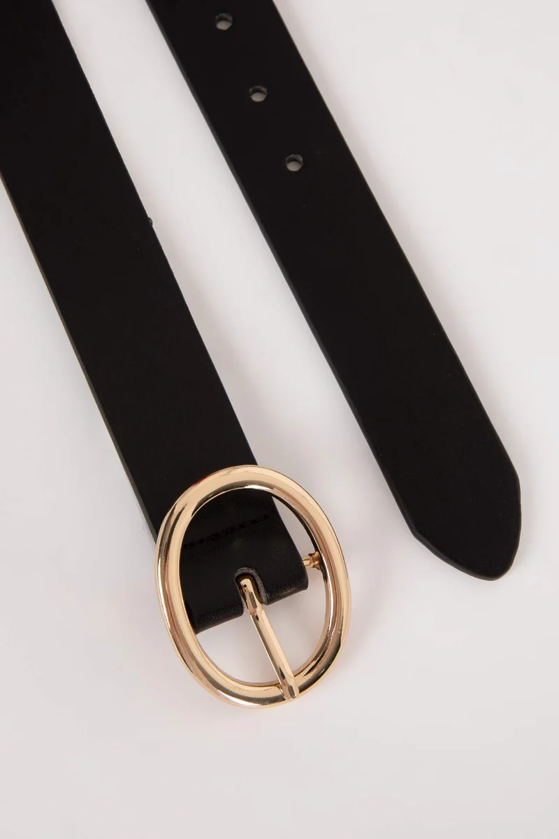 ديفاكتو Woman Oval Buckle Faux Leather Denim Belt