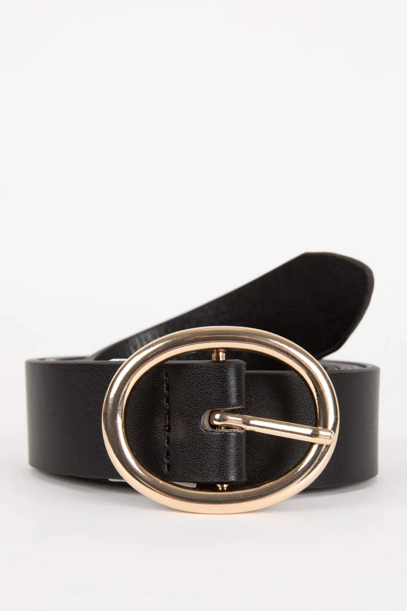 ديفاكتو Woman Oval Buckle Faux Leather Denim Belt