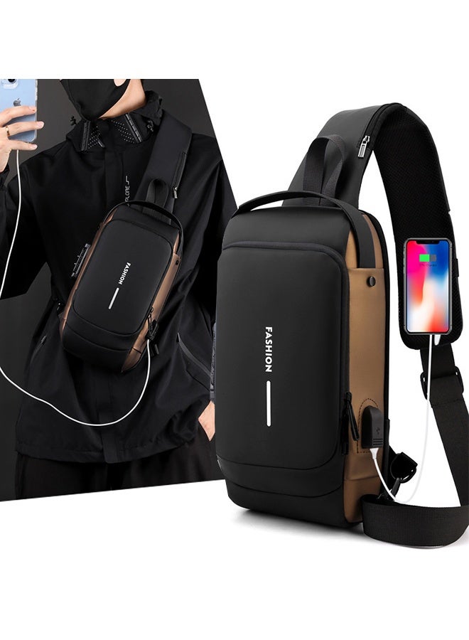 حقيبة كروسبودي مضادة للسرقة للجنسين، حقيبة ظهر، حقيبة كروسبودي كبيرة الحجم مقاومة للماء للسفر، حقيبة كتف من الجلد الصناعي - Image 1