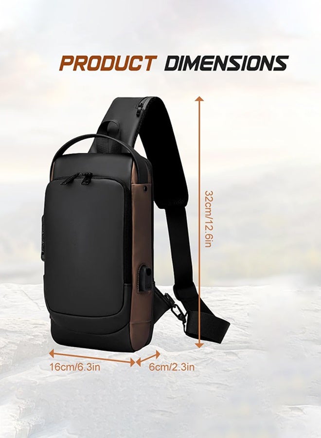 حقيبة كروسبودي مضادة للسرقة للجنسين، حقيبة ظهر، حقيبة كروسبودي كبيرة الحجم مقاومة للماء للسفر، حقيبة كتف من الجلد الصناعي - Image 2