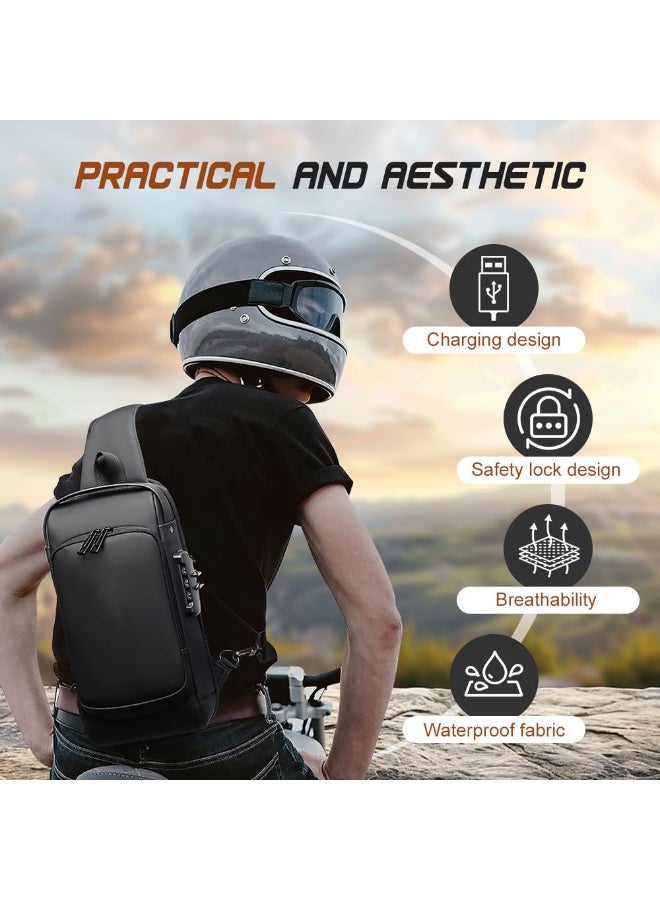 حقيبة كروسبودي مضادة للسرقة للجنسين، حقيبة ظهر، حقيبة كروسبودي كبيرة الحجم مقاومة للماء للسفر، حقيبة كتف من الجلد الصناعي - Image 3