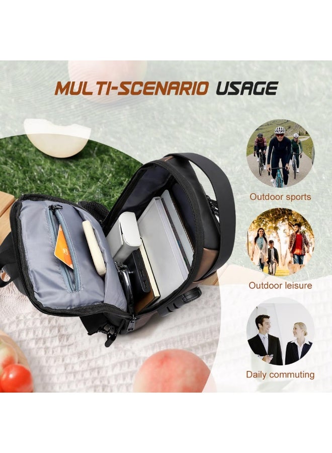 حقيبة كروسبودي مضادة للسرقة للجنسين، حقيبة ظهر، حقيبة كروسبودي كبيرة الحجم مقاومة للماء للسفر، حقيبة كتف من الجلد الصناعي - Image 5