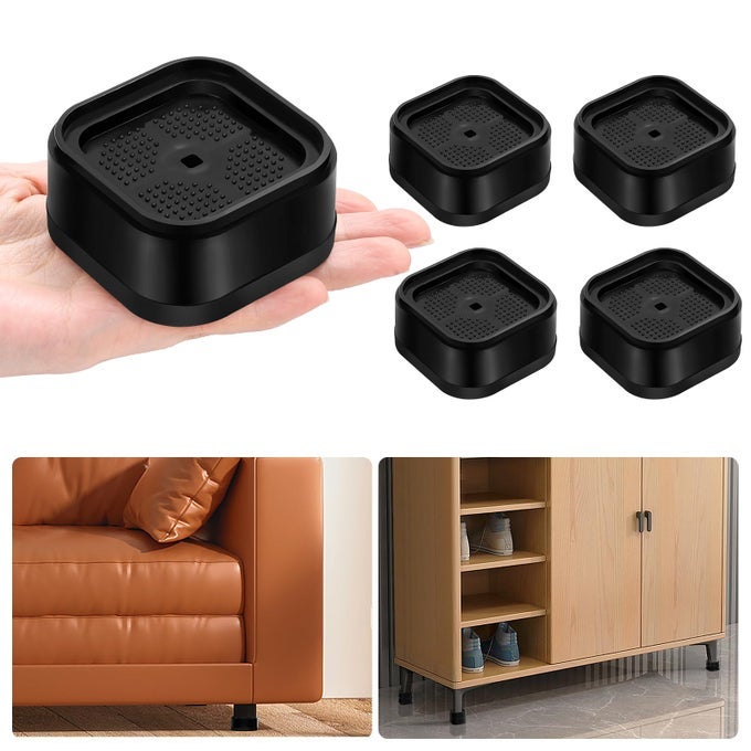 4 PACK FURNITURE RISERS ADJUSTABLE BED RISERS HEAVY DUTY LIFTS HEIGHT 1 SQUARE STACKABLE BED RISERS 1 2 OR 3 INCH FOR DESK LEG TABLE COUCH SOFA CHAIR BED FRAME LEGS DORM BLACK
