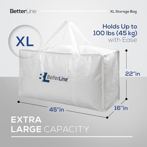 BETTERLINE Extra Large Storage Bag - Heavy Duty 45x22x16 Inches Huge Tote Duffel with Max Load of 100 lbs. (45kg) - Tear-resistant & Water-resistant Polypropylene Woven Cloth, With Zippers - Image 5