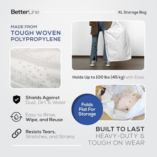 BETTERLINE Extra Large Storage Bag - Heavy Duty 45x22x16 Inches Huge Tote Duffel with Max Load of 100 lbs. (45kg) - Tear-resistant & Water-resistant Polypropylene Woven Cloth, With Zippers - Image 4