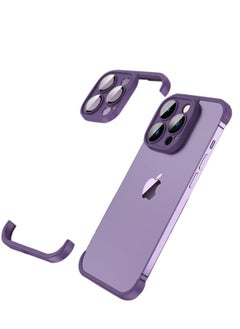 Ultra-Thin Frameless Silicone Bumper Case for iPhone 14 Pro, Scratch Resistant Camera Lens Protector in Purple