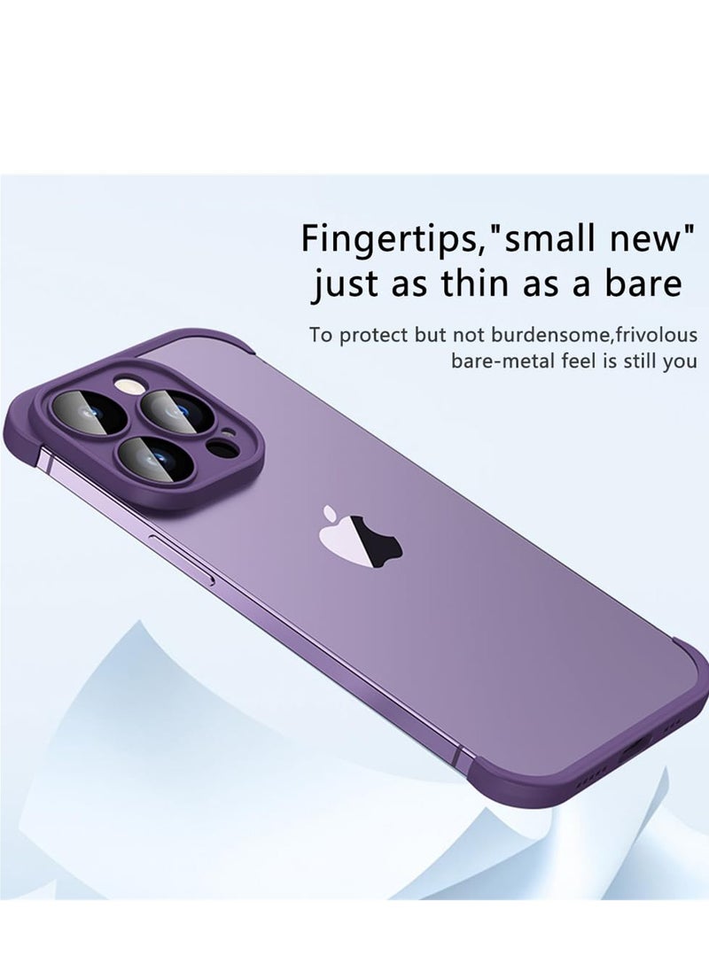 Generic - Ultra-Thin Frameless Silicone Bumper Case for iPhone 14 Pro, Scratch Resistant Camera Lens Protector in Purple - Image 1