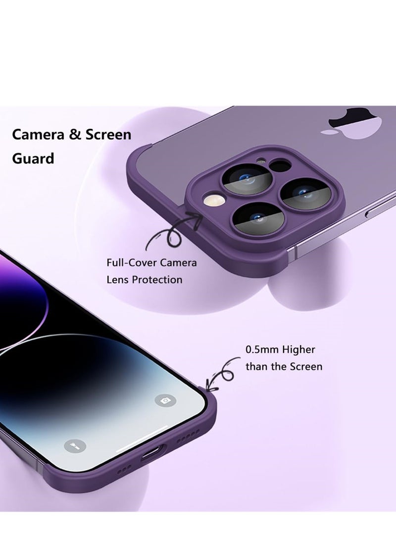 Generic - Ultra-Thin Frameless Silicone Bumper Case for iPhone 14 Pro, Scratch Resistant Camera Lens Protector in Purple - Image 1