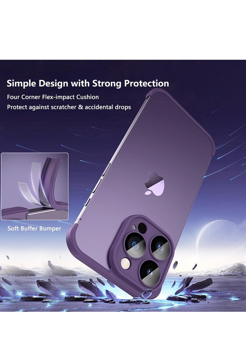 Generic - Ultra-Thin Frameless Silicone Bumper Case for iPhone 14 Pro, Scratch Resistant Camera Lens Protector in Purple - Image 1