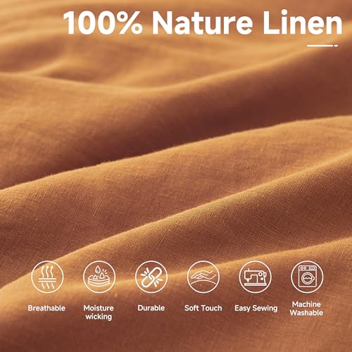 Simple&Opulence 100% قماش كتان طبيعي نقي 78 بوصة حسب الياردة، قماش كتان بلون موحد للخياطة، التطريز، الأعمال اليدوية، الحقائب، مفارش الطاولات، إكسسوارات الحرف للملابس (صدأ) - Image 2