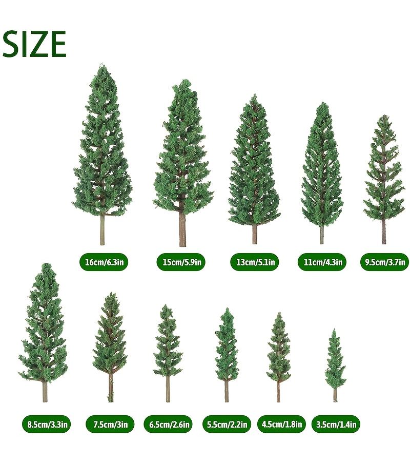 16 Pcs Model Pine Trees 1.4 To 6.3 Inch Mixed Miniature Trees For Diorama Fake Landscape Crafts Building Scene - Image 3