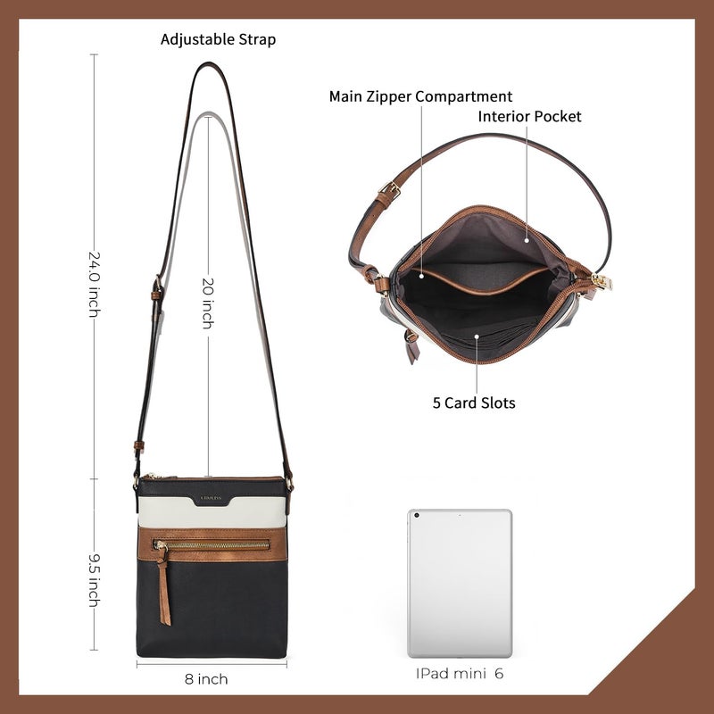 CHOLISS Mini Crossbody Bags for Women, Small Purses for Women with Vegan Leather, Travel Over Shoulder Bag, Black with Brown - Image 4