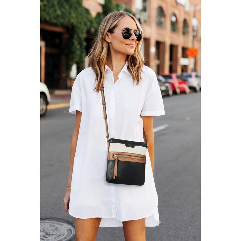 CHOLISS Mini Crossbody Bags for Women, Small Purses for Women with Vegan Leather, Travel Over Shoulder Bag, Black with Brown - Image 2