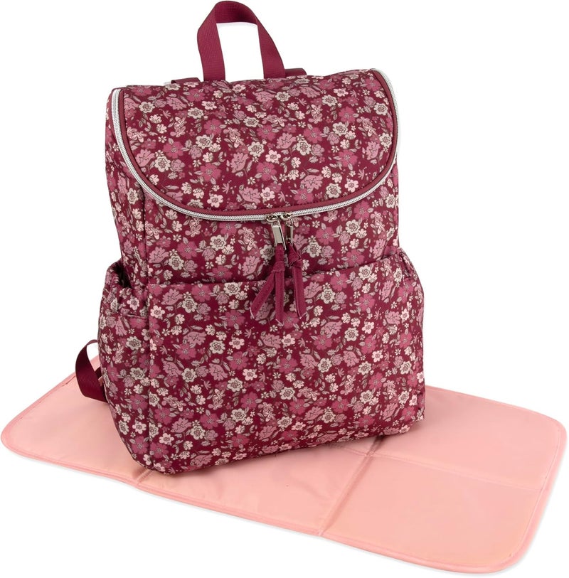 Baby Essentials Floral Diaper Backpack with Changing Pad - Image 3