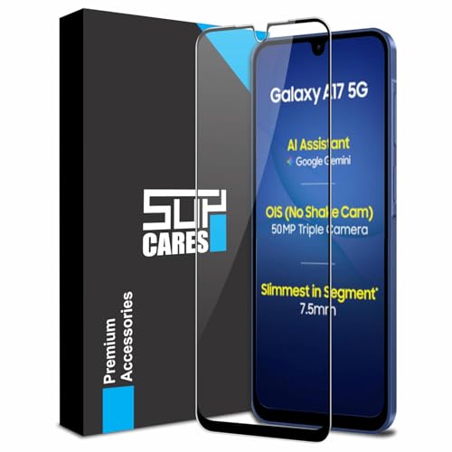 SupCares Tempered Glass for Samsung Galaxy A17, Galaxy M17, M36, F36 and Galaxy F17 (6.7 Inch) With Installation Kit | Military-Grade Gorilla Screen Protector | Edge to Edge Coverage | Black - Image 1