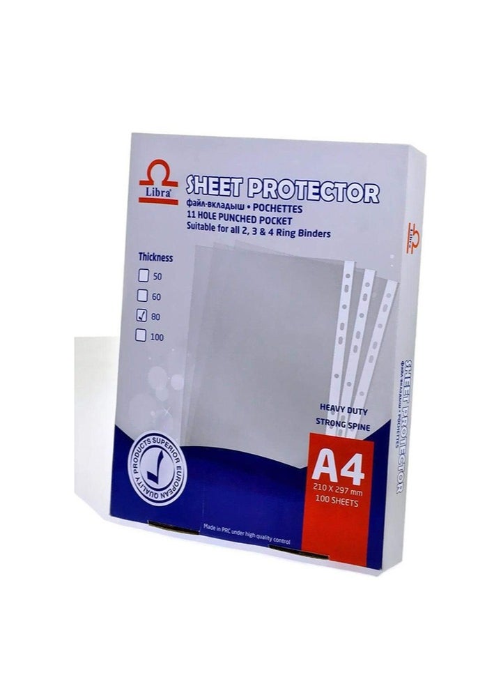 Libra Libra 80 Micron Heavy Duty Strong Sheet Protector, 100 Sheet, A4 Size, Clear  - Image 2