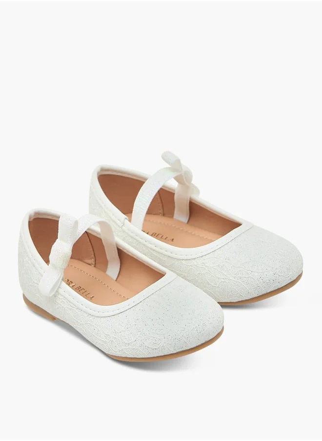 Flora Bella By Shoexpress Girls Textured Ballerina Shoes with Elasticated Strap Ramadan Collection