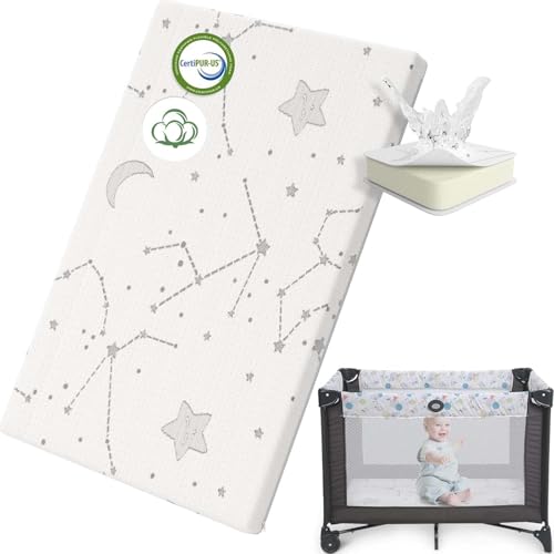 YENING Organic Cotton Pack and Play Mattress Pad Breathable 38x26 Waterproof Baby Mattress for Pack N Play Matress Topper Waterproof - Image 1