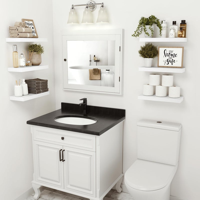 Vivelove 16 inch Floating Shelves for Wall, Bathroom Shelves Over Toilet, Wall Shelf for Bedroom, Living Room, Kitchen, Office Home Decor, Narrow Shelves with Invisible Brackets - Set of 2, White - Image 2