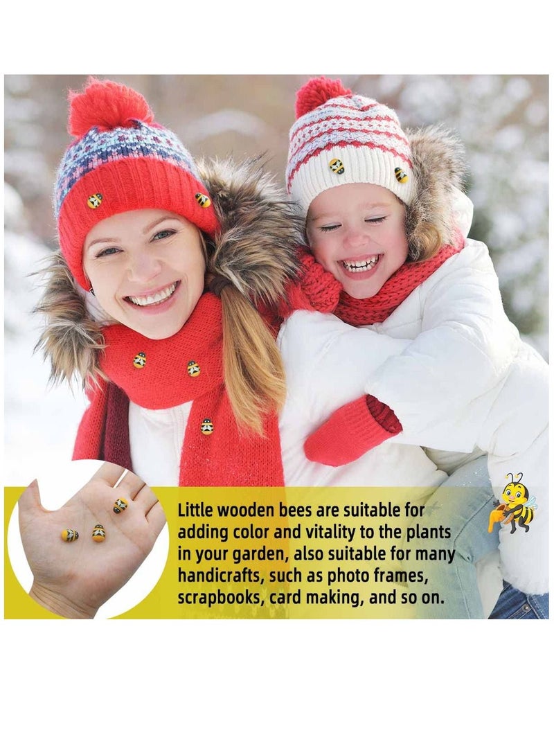 KASTWAVE 200 Pieces Tiny Bees Craft Decoration Wooden Bee for DIY Craft Scrapbooking Party Home Wreath Decor Flatback Bee Shaped Embellishments Self-Adhesive Bumble Bee Embellishment Mini Wooden Bees - Image 5