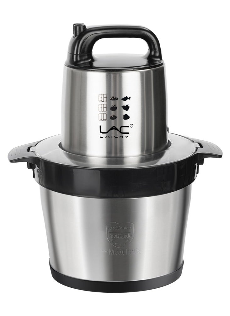 LAC LAICHY - Electric Food Chopper，6L large Meat Grinder 2 Speeds Food Processor Stainless Steel Food Processor Elegant Slicer With Integrated 4-Sharp Blades Non-slip mat And Child Safety Lock - Image 1