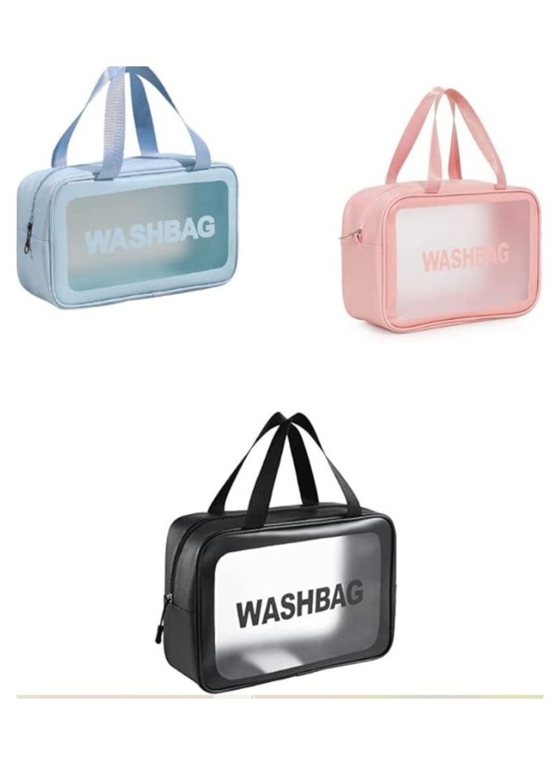 3pcs Clear Cosmetic Bag - Travel Cosmetic Bag for Women Girls - Travel Makeup Bag - Small Toiletry Bags PVC Plastic - Waterproof Cosmetic Wash Bag Zipper Makeup Bag for Women - Image 5