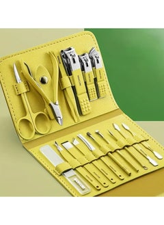 16-in-1 Professional Manicure and Pedicure Set with Stainless Steel Tools and Leather Case