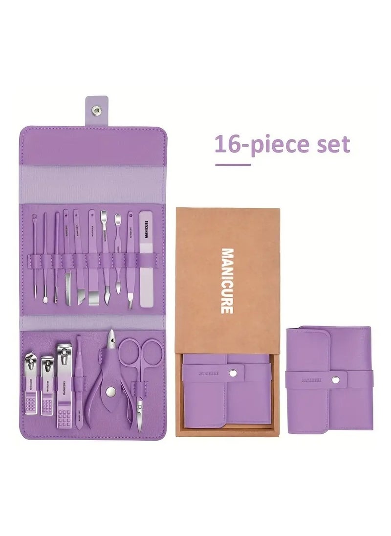 ORiTi 16-in-1 Professional Manicure and Pedicure Set with Stainless Steel Tools and Leather Case  - Image 5