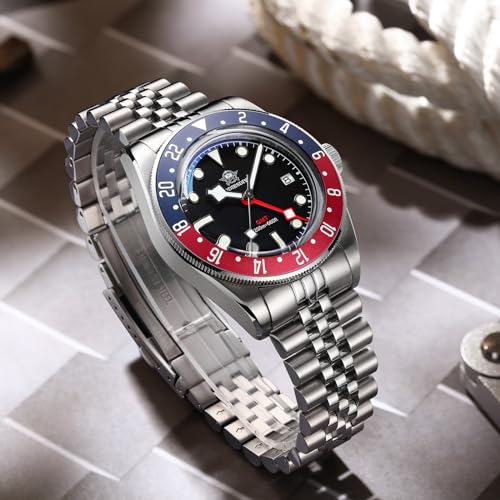 ADDIESDIVE ساعات ADDIESDIVE GMT للرجال ساعة غواص كوارتز بحركة Ronda 51524H مقاومة للماء 200 م BGW9 زرقاء مضيئة - Image 3