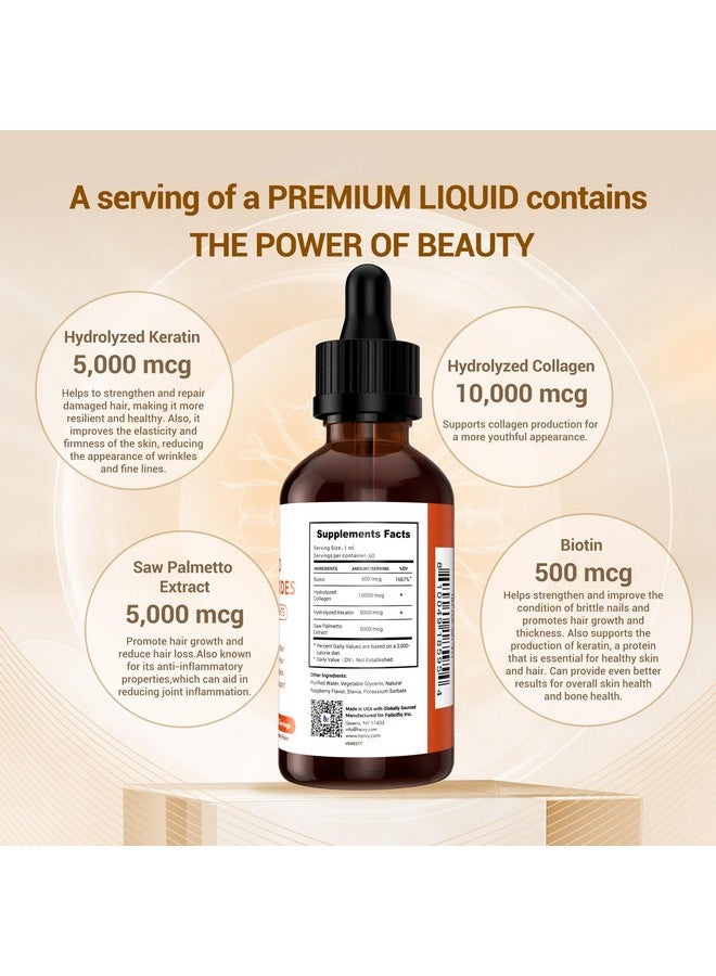 Heivy Liquid Collagen for Women, Liquid Biotin & Collagen for Radiant Skin, Hair Growth, Strong Nails, Joint Support, 20500 mcg 4-in-1 Collagen Drops, Advanced Absorption, Raspberry Flavor- 2 FL OZ - Image 2