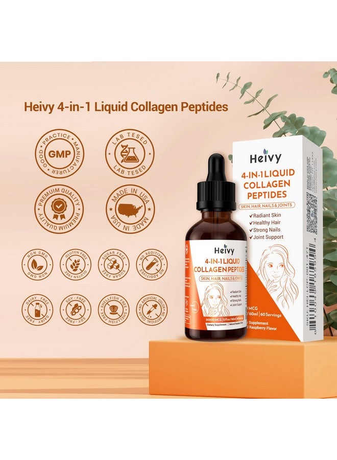 Heivy Liquid Collagen for Women, Liquid Biotin & Collagen for Radiant Skin, Hair Growth, Strong Nails, Joint Support, 20500 mcg 4-in-1 Collagen Drops, Advanced Absorption, Raspberry Flavor- 2 FL OZ - Image 5