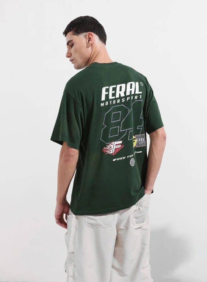 The Indian Garage Co Men Relaxed Fit Graphic Printed Crew Neck Half Sleeves T-Shirt