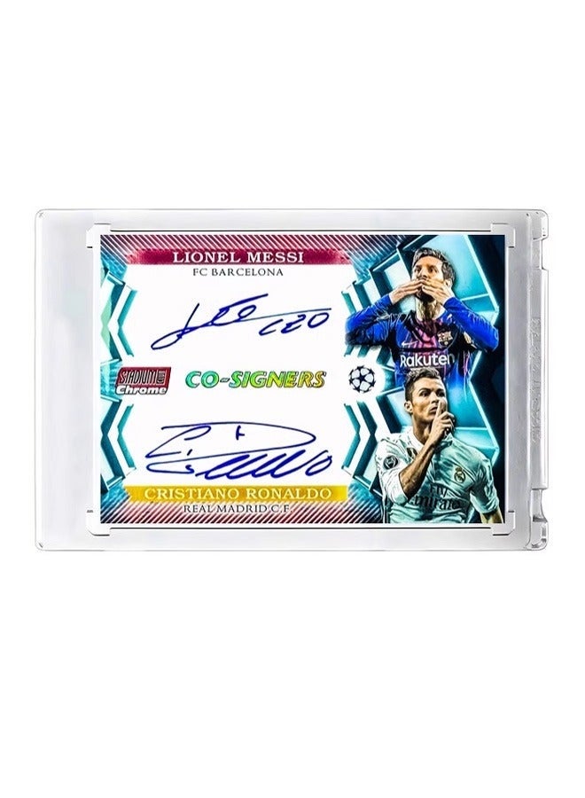 كارديتوسيل ### 优化后电商英文标题（更贴合海外平台搜索逻辑） Cristiano Ronaldo & Lionel Messi Dual Autograph Football Card, Refractor Collector’s Edition Signed Sports Memorabilia for Football Fans & Collectors  ### 阿拉伯语翻译（商品标题商用标准译法） بطاقة كرة قدم موقعة مزدوجة كريستيانو رونالدو وليونيل ميسي، إصدار جامع بسطح عاكس، تحفة رياضية موقعة لعشاق كرة القدم والجامعين - Image 1