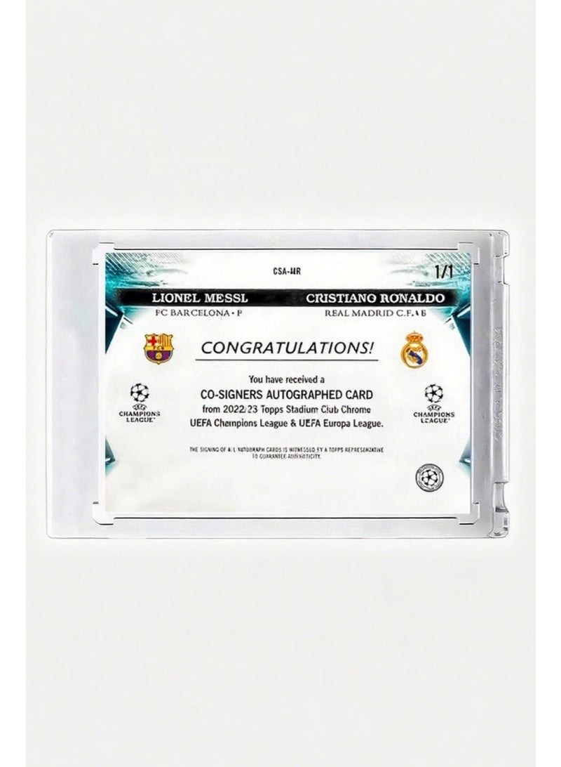 كارديتوسيل ### 优化后电商英文标题（更贴合海外平台搜索逻辑） Cristiano Ronaldo & Lionel Messi Dual Autograph Football Card, Refractor Collector’s Edition Signed Sports Memorabilia for Football Fans & Collectors  ### 阿拉伯语翻译（商品标题商用标准译法） بطاقة كرة قدم موقعة مزدوجة كريستيانو رونالدو وليونيل ميسي، إصدار جامع بسطح عاكس، تحفة رياضية موقعة لعشاق كرة القدم والجامعين - Image 2