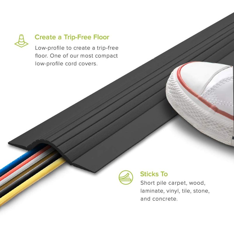 UT Wire 5' Cable Blanket Low Profile Cord Cover and Protector, Black - Image 2