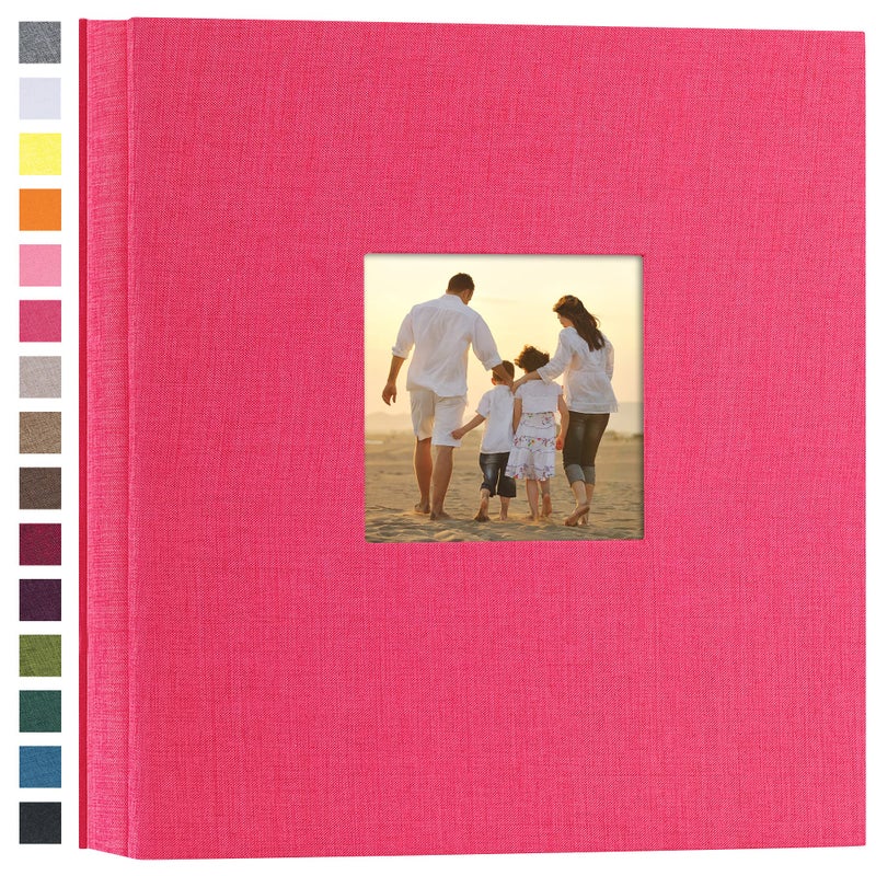 potricher Linen Hardcover Photo Album 4x6 600 Photos Large Capacity for Family Wedding Anniversary Baby Vacation Rose Red 600 Pockets