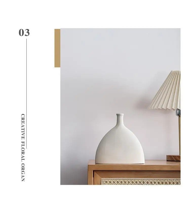 Bluejw Nordic Simple Ceramic Vase for Dried Plants – Minimalist Vegetarian Home Decor, Desktop Flower Arrangement for Living Room, Office, and Shelf Display - Image 2