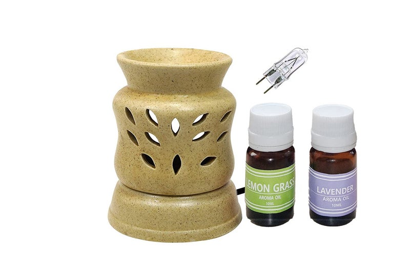 homedecor anurudh homedecor bharti Electric Aroma Oil in Lavender and Lemongrass Fragrance Diffuser Electric Ancient Matki Diffuser with Bulb White with 10grams Lavender Aroma Oil  - Image 3