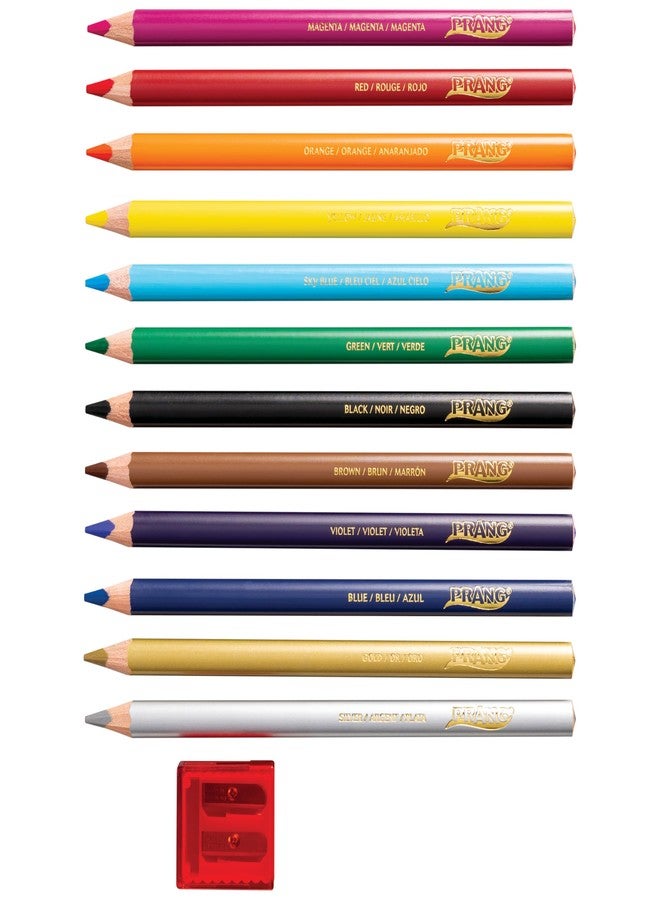 Prang Easy to Hold, Long, Triangular Colored Pencils Class Pack, 12 Colors, 5.5 mm Core, 144 Pencils, 6 Sharpeners - Image 5