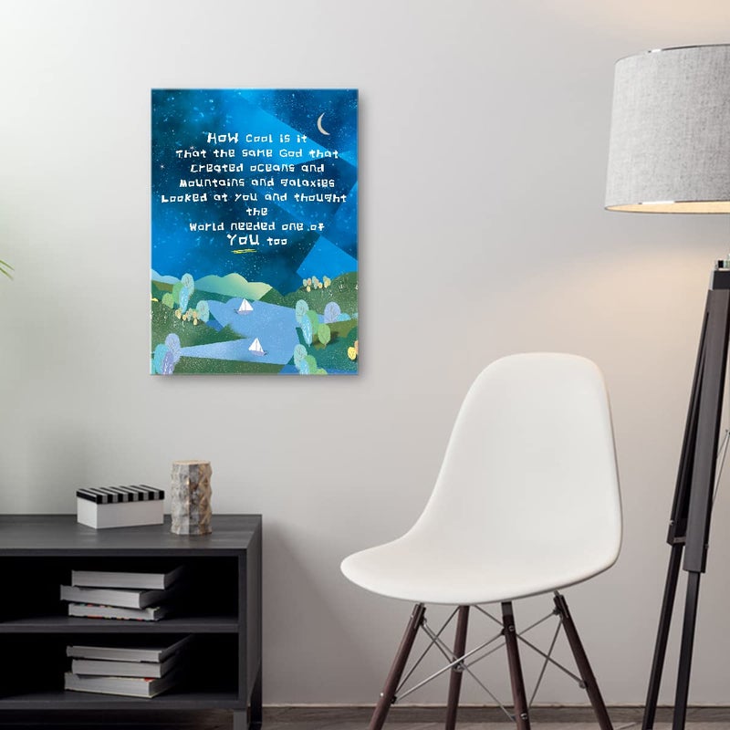 OTINGQD How Cool is it The Same God Inspirational Bible Verses Framed Canvas Prints Wall Art for Teens Kids Bedroom Nursery Classroom Dorm Wall Decor  Christian Gifts for Kids - Image 4
