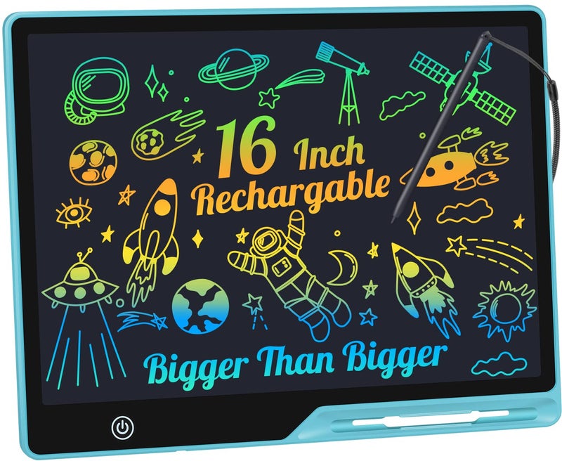 Kinayue LCD Writing Tablet16 Inch Colorful Screen Rechargeable Doodle Board Toddler Educational Toys for 3 4 5 6 Years Old Boys Girls Reusable Portable Drawing Tablet Christmas Toys Gifts for Kids Blue - Image 2