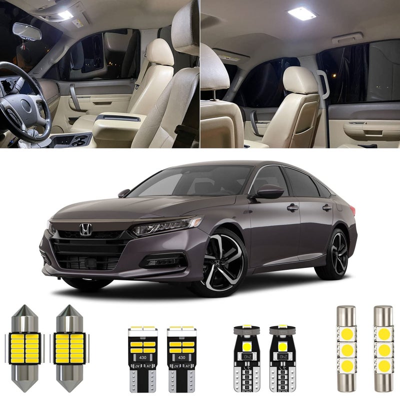 Xpismii 6 Piece 6000K White Accord Interior LED Light Kit Package Replacement for Honda Accord 2018 2019 2020 2021 2022, with Placement Diagram and Install Tool - Image 1