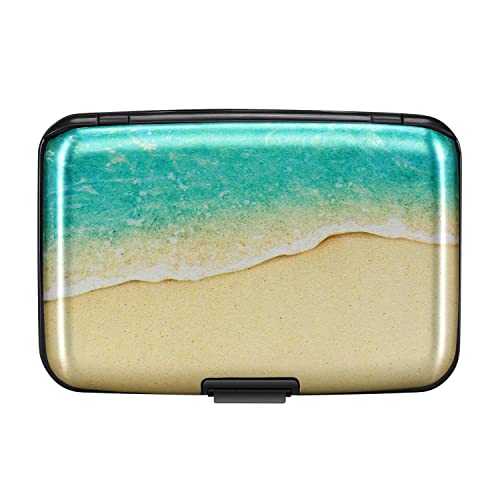 ELFISH Mini RFID Aluminum Wallet Credit Cards Holder Business Card Case Metal ID Case for Men Women（Beach - Image 4